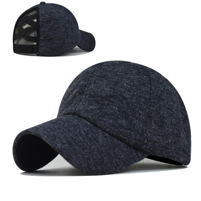 Solid color thicken crossover high ponytails baseball cap