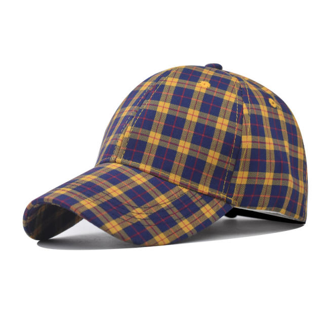 New color plaid pattern cotton baseball cap