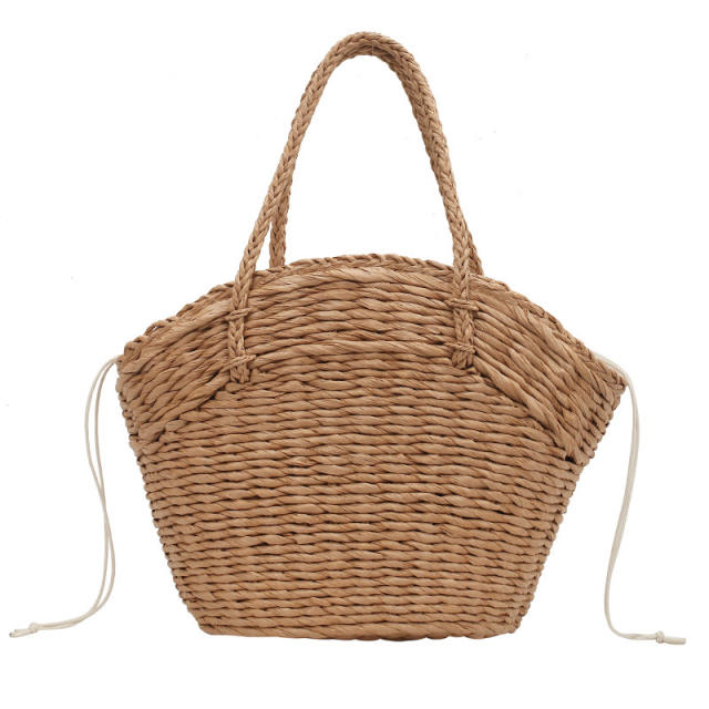 National trend Solid color woven vegetable basket handbag