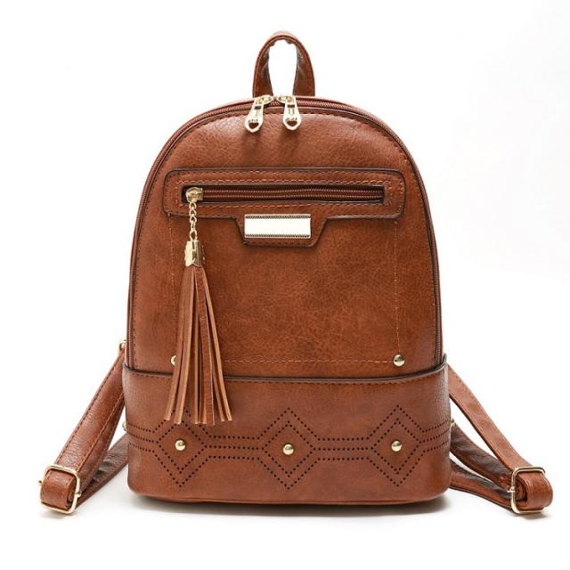 Tassel zipper PU backpack