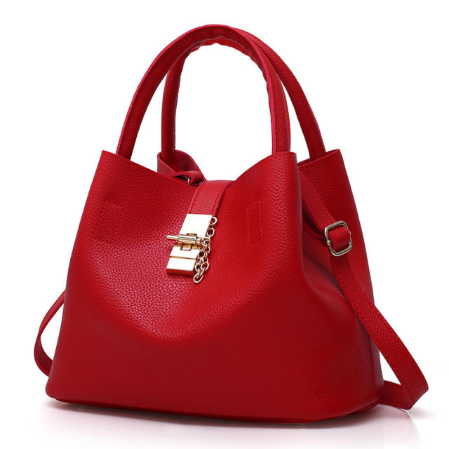 PU leather solid color bucket bag handbag