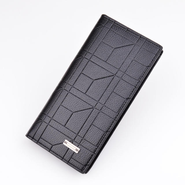 Long style embossing leather purse