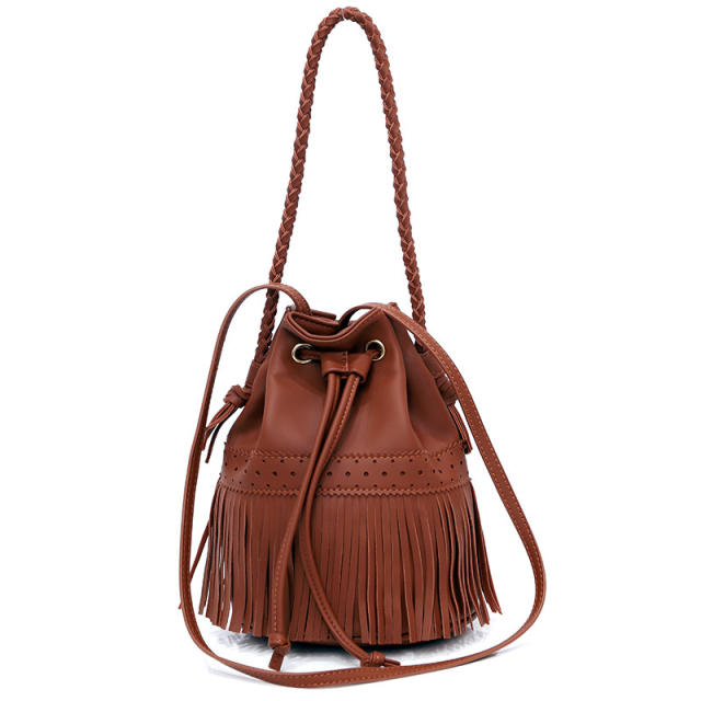 Boho tassel bucket bag