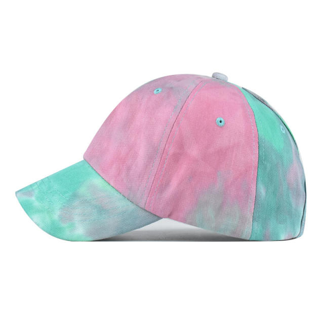 Colorful tie-dye high ponytails baseball cap