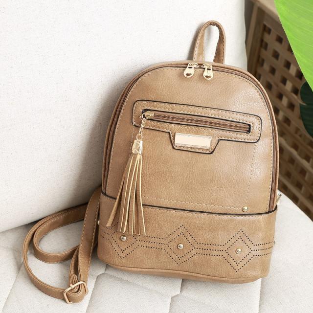 Tassel zipper PU backpack