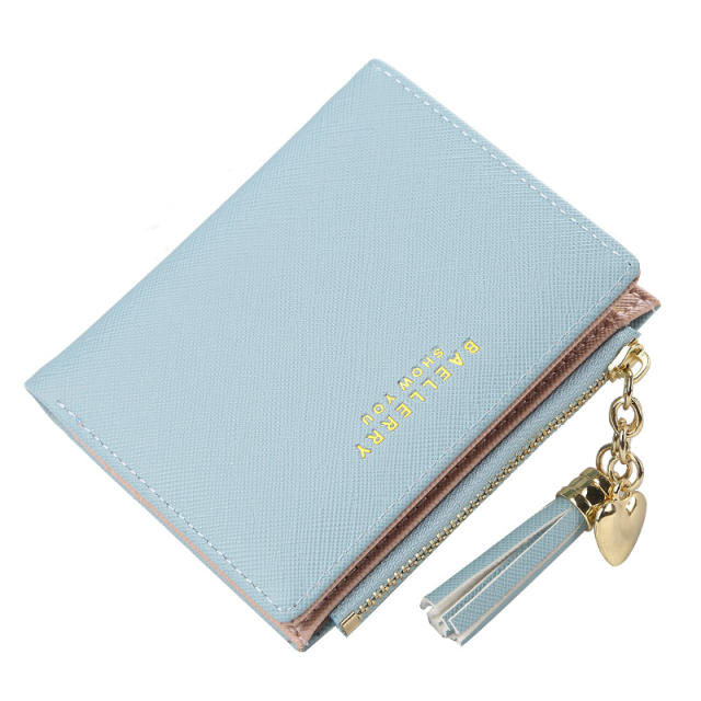 Short style cross pattern tassel purse