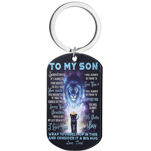 TO MY SUN printing lion dog tag necklace keychain