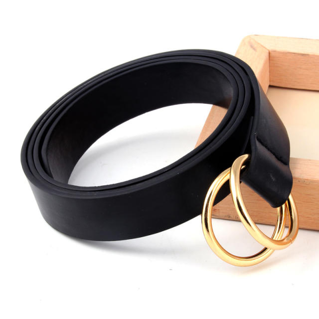 PU letter double ring buckle belt