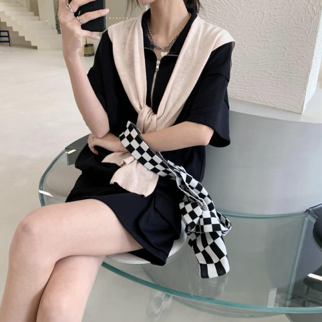 Korean style knitted 6% wool shawl scarf for women