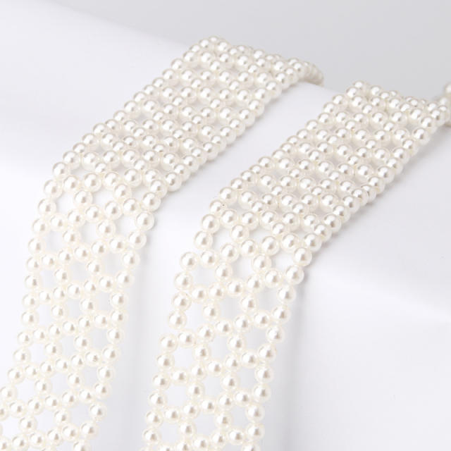 Korean fashion faux pearl buckle belt