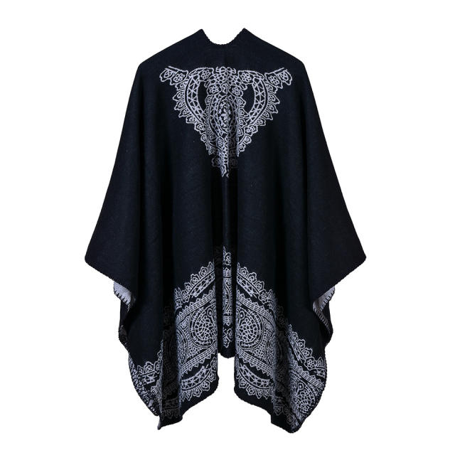 Lace pattern inside warm shawl