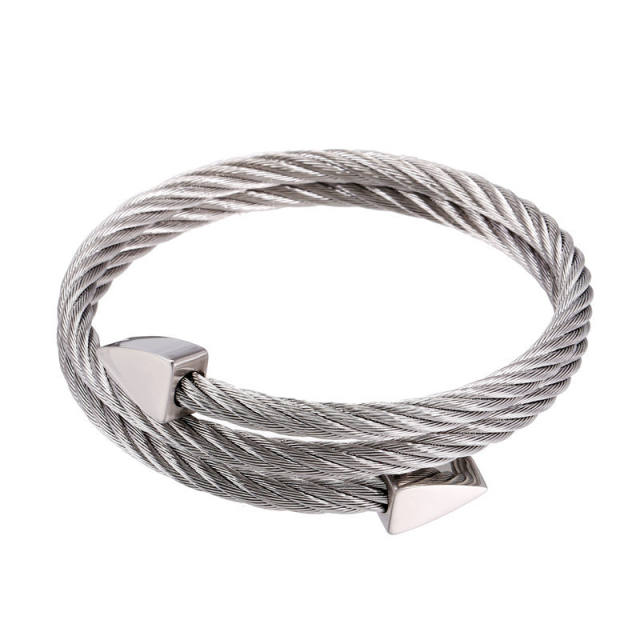 Braided wireline stainless steel triangle bangle
