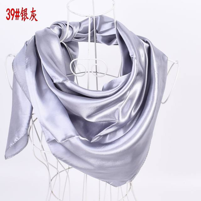 90cm plain color satin square scarf