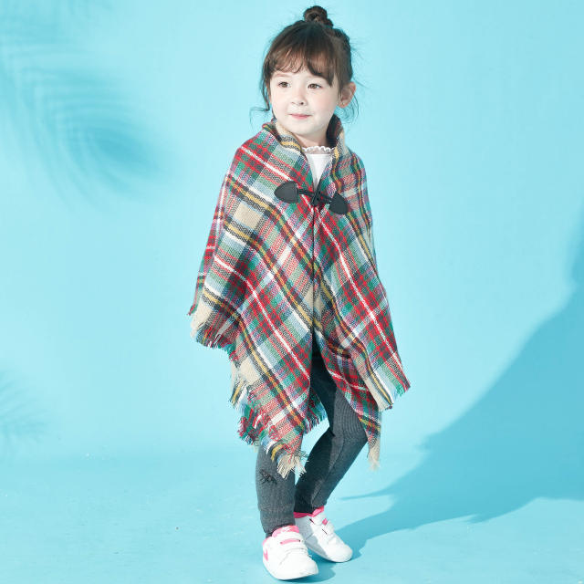 Classis plaid pattern kids shawl scarf