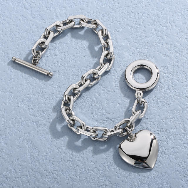 HIPHOP heart charm toggle necklace bracelet