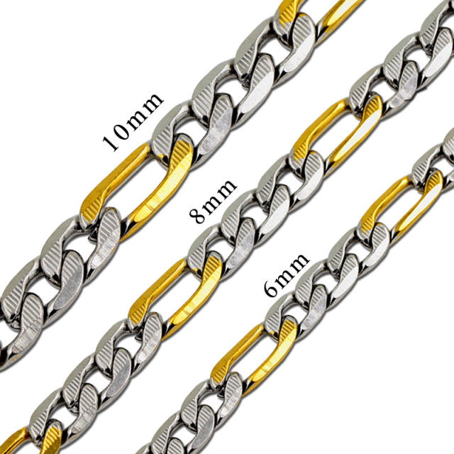 HIPHOP stainless steel figaro chain necklace for men