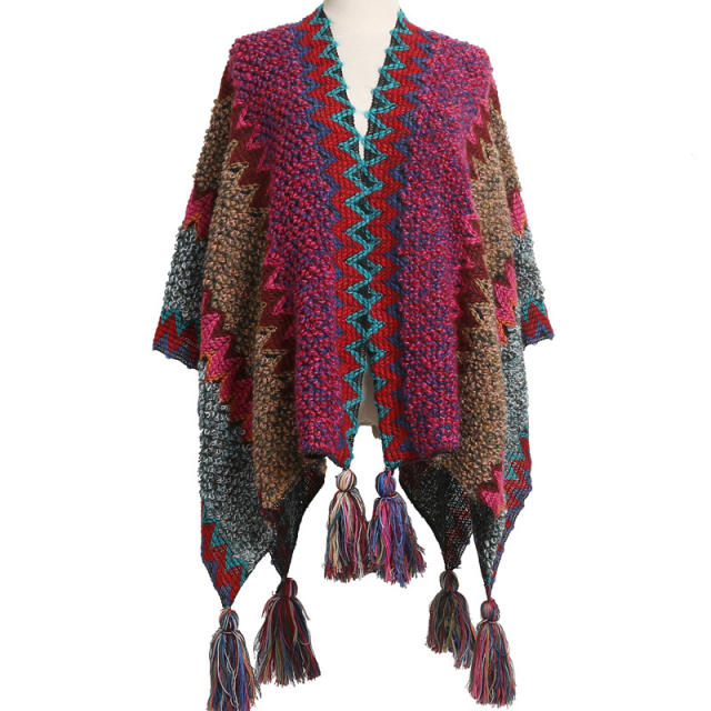 Winter autumn national pattern knitted shawl scarf