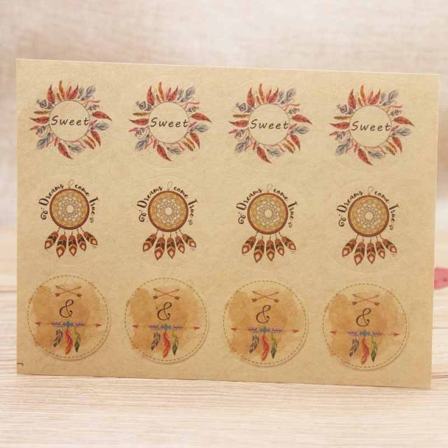 DIY handmade thank you stickers 12pcs/1paper 3cm