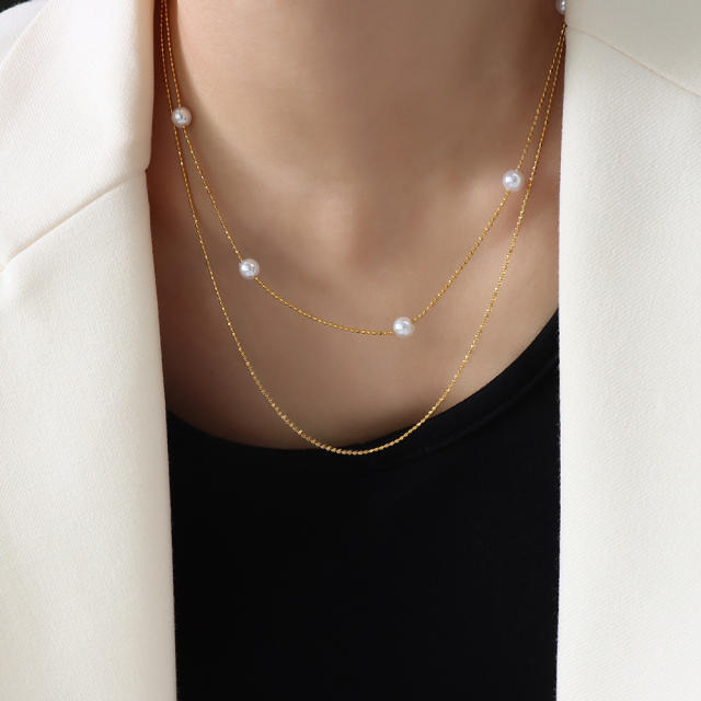 Pearl double-layer necklace