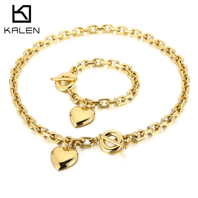HIPHOP heart charm toggle necklace bracelet