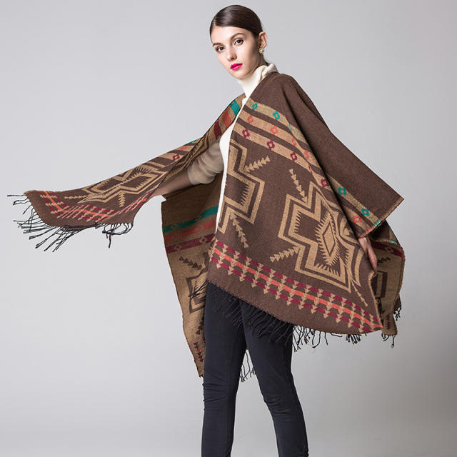 Occident fashion patterned tassel shawl