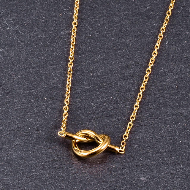 18KG vintage knot stainless steel necklace