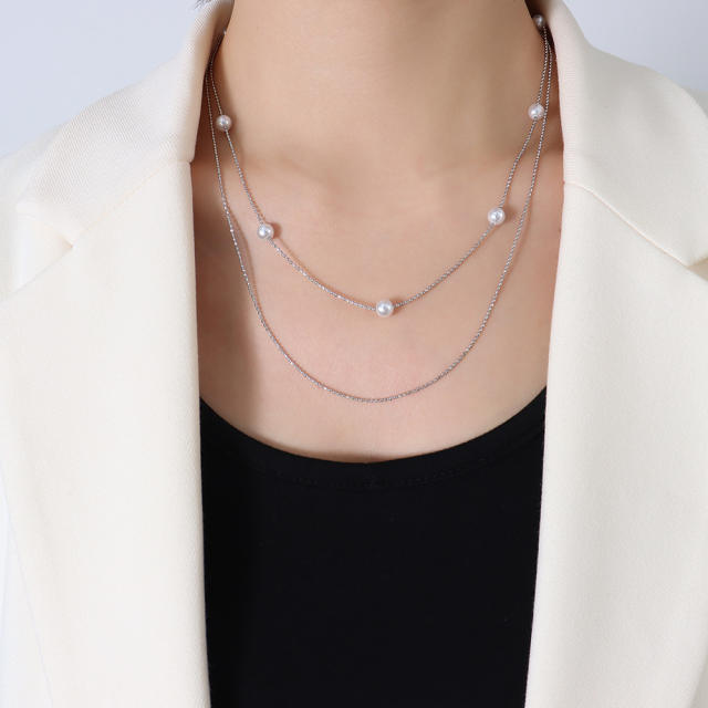 Pearl double-layer necklace