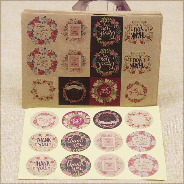 DIY handmade thank you stickers 12pcs/1paper 3cm