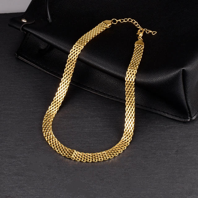 Vintage mesh belt titanium steel 18KG necklace bracelet