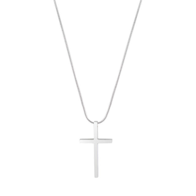 Classic cross pendant snake chain necklace