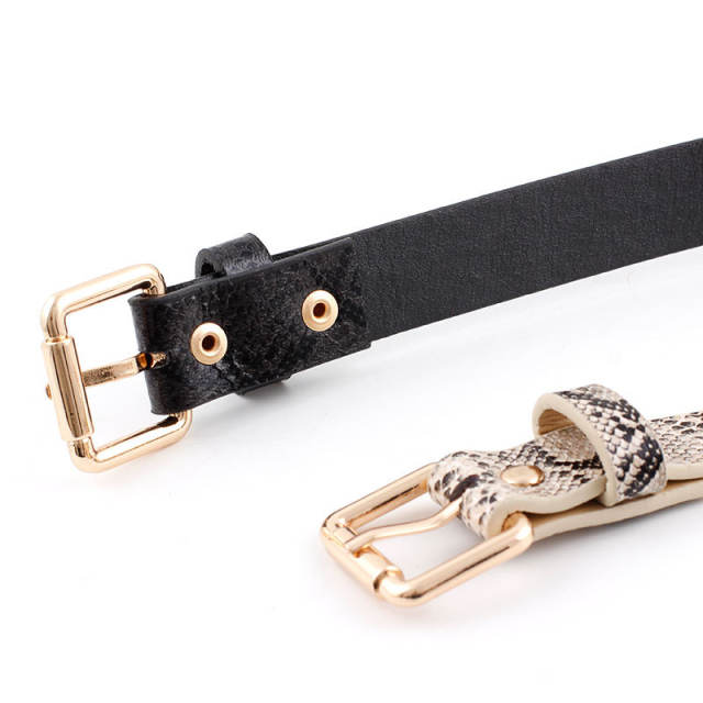 Snake pattern vintage thin buckle belts