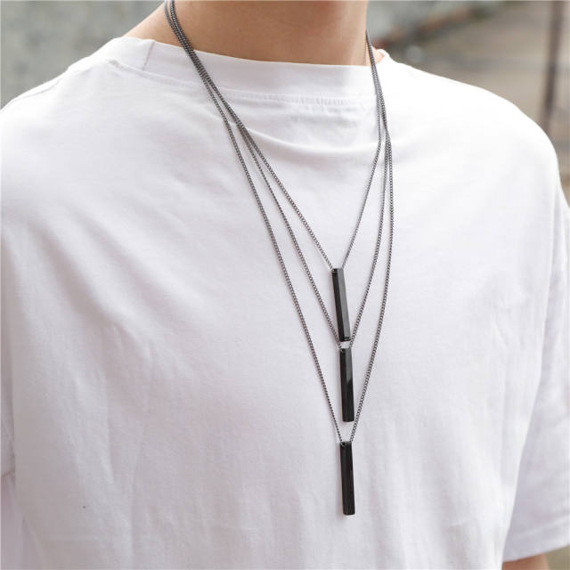 Hiphop stainless steel bar necklace for men(only pendant stainless steel)