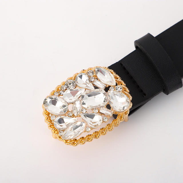 Korean fashion glass crystal bukle belt for women