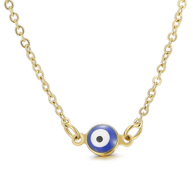 Tiny evil eye stainless steel choker necklace