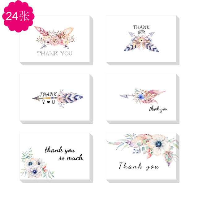 24pcs set flower thank you card