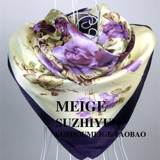 90cm satin color printing square scarf