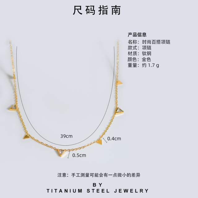 Triangle cz stainless steel choker necklace