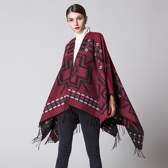 Occident fashion patterned tassel shawl