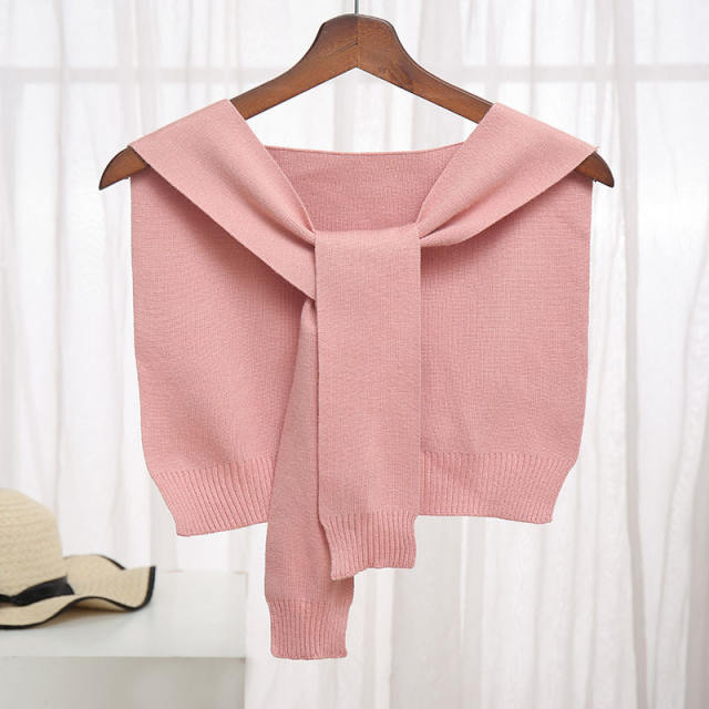 Spring autumn knitted plain color shawl scarf