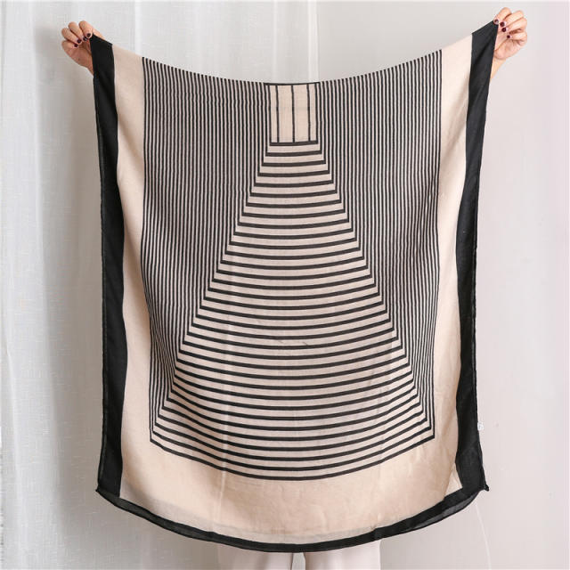 Fashion striped printed cotton scarf