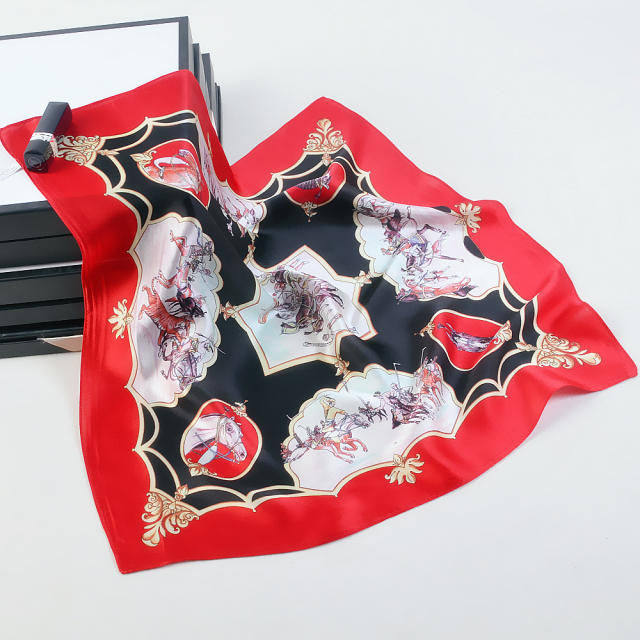 53cm silk cartoon horse pattern square scarves