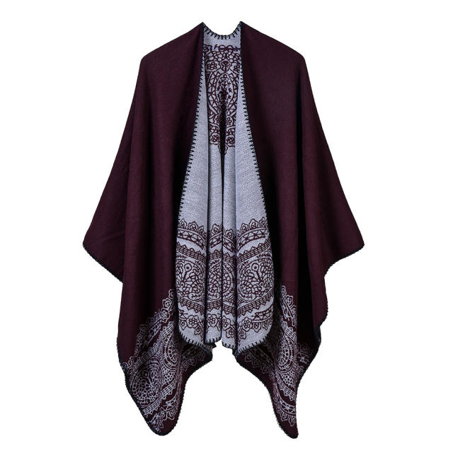 Lace pattern inside warm shawl