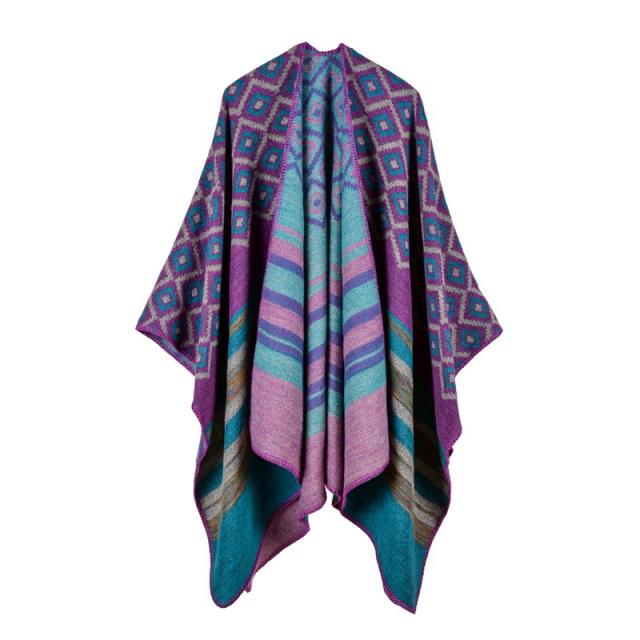 Vintage diamond stripe pattern warm shawl