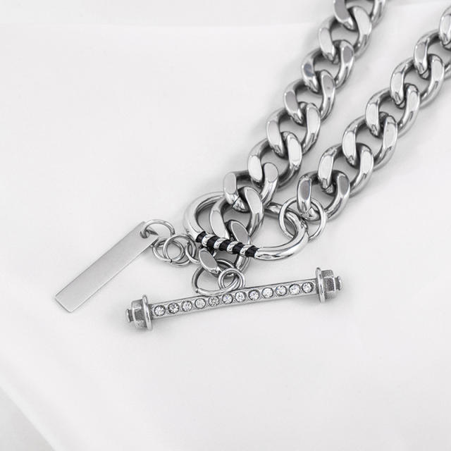 Punk cuban link chain toggle men's necklace