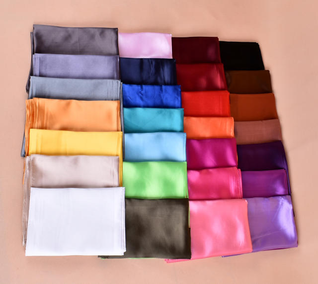90cm plain color satin square scarf