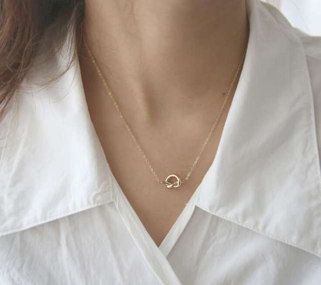 18KG vintage knot stainless steel necklace