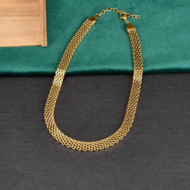 Vintage mesh belt titanium steel 18KG necklace bracelet