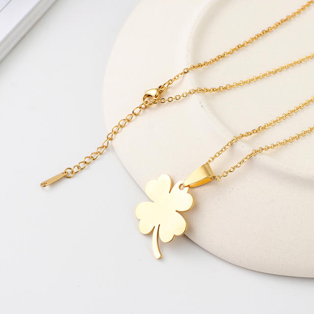 Clover star rose weekly pendant stainless steel necklace set