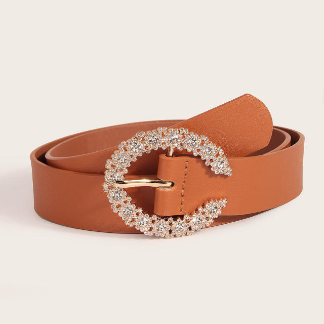 Diamond open C shape buckle belt