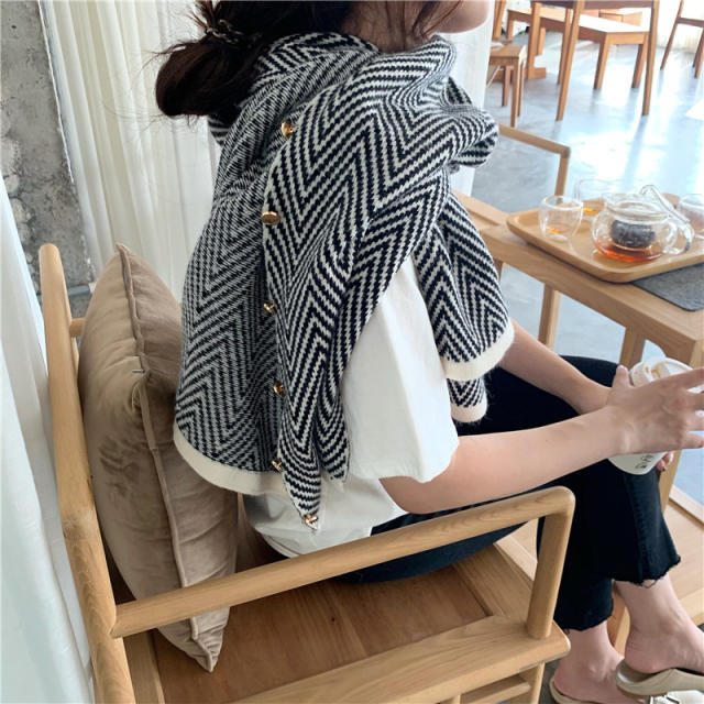 Korean style new button striped scarf shawl